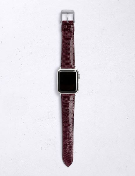 アップルウォッチ用ストラップ リザ-ド シャイニー ボルドー
