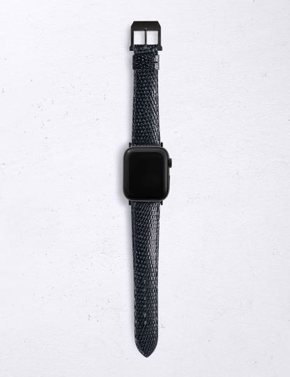 アップルウォッチ用ストラップ リザ－ド シャイニー ブラック