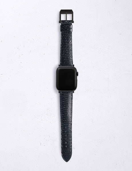 アップルウォッチ用ストラップ リザ－ド シャイニー ブラック