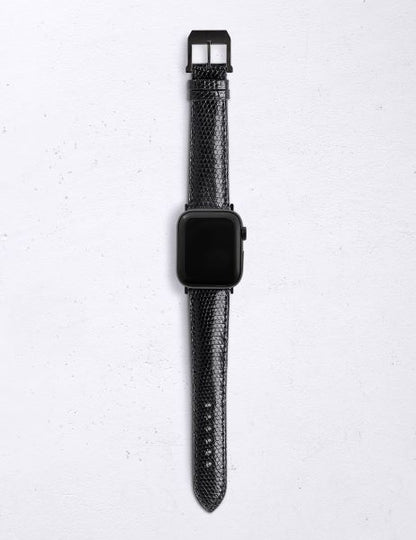 アップルウォッチ用ストラップ リザ－ド シャイニー キャビアブラック