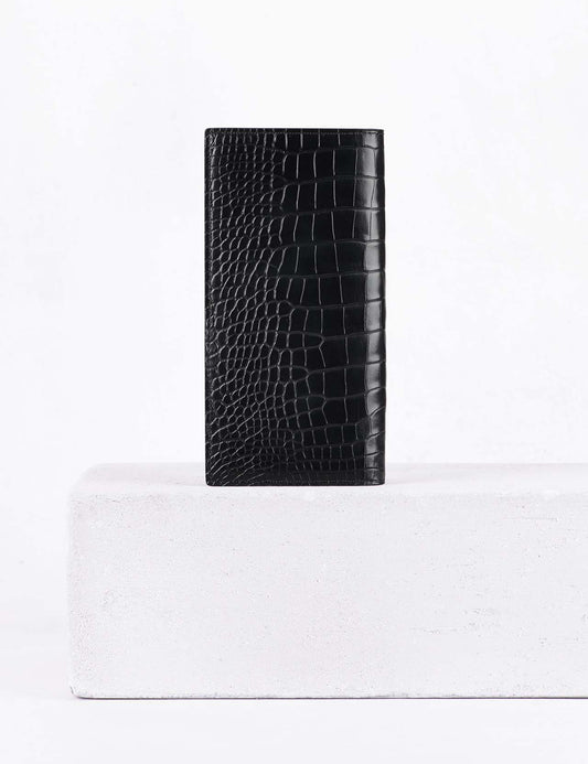 21.03 コインケース付き長財布 アリゲーター ブラック
