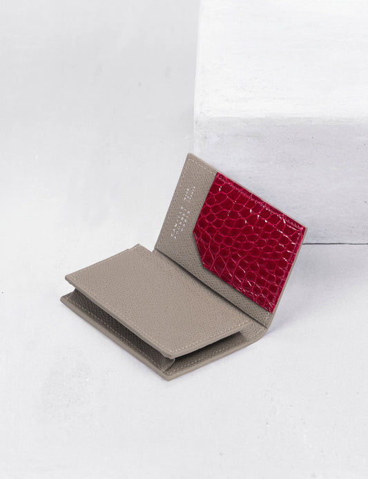 21.14 VERSO ビジネスカードケース トープグレー×レッド