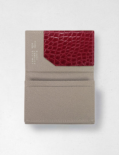 21.14 VERSO ビジネスカードケース トープグレー×レッド